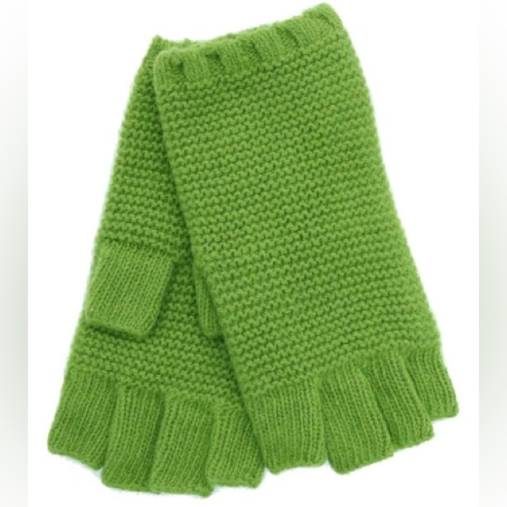 PORTOLANO WOMENS CASHMERE FINGERLESS GLOVES GREEN NWOT